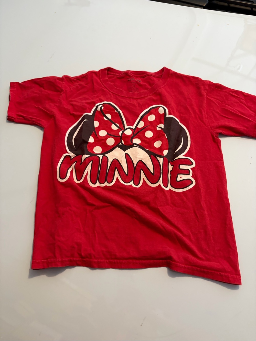 Disney Red Minnie Graphic Tee with Polka Dot Bow medium
